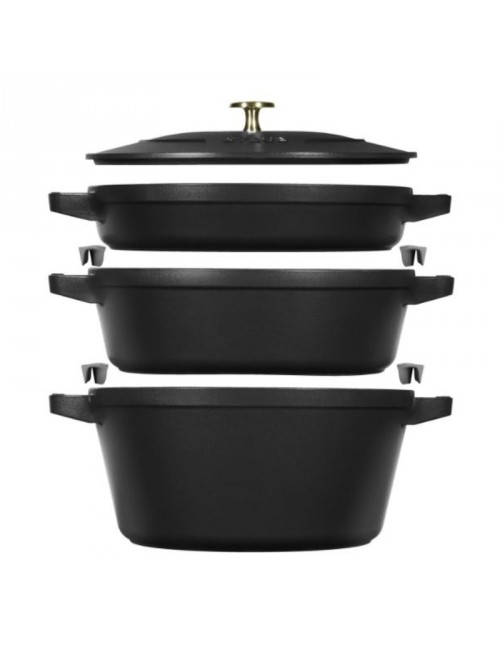 Staub 4-piece stacking set 24cm cocotte frying pan sauté pan - 3 colors