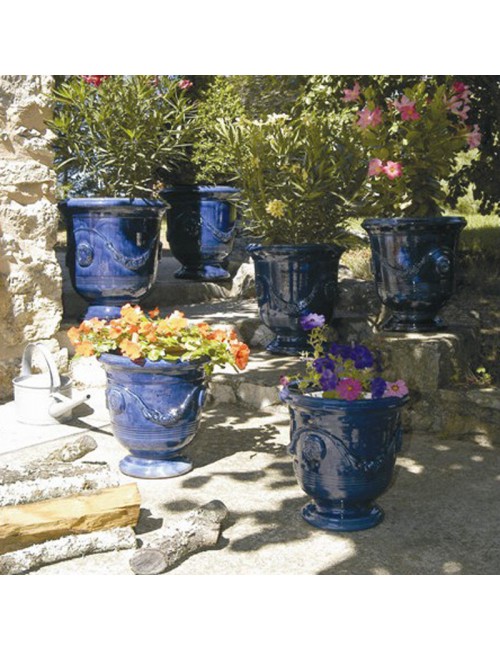 Terre Figuière Anduze vase enamelled dark blue  - 4 sizes