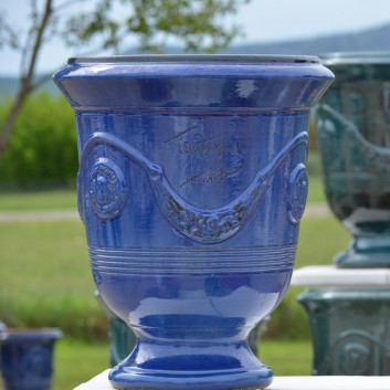 Terre Figuière Anduze vase enamelled dark blue  - 4 sizes