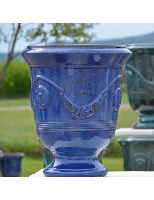 Terre Figuière Anduze vase enamelled dark blue  - 4 sizes
