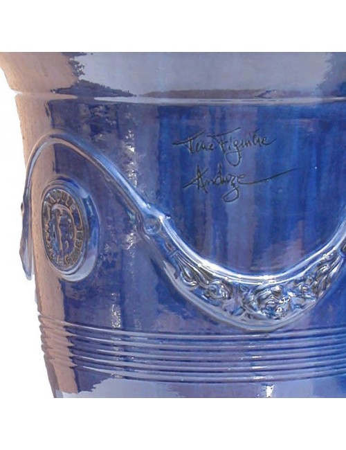 Terre Figuière Anduze vase enamelled dark blue  - 4 sizes