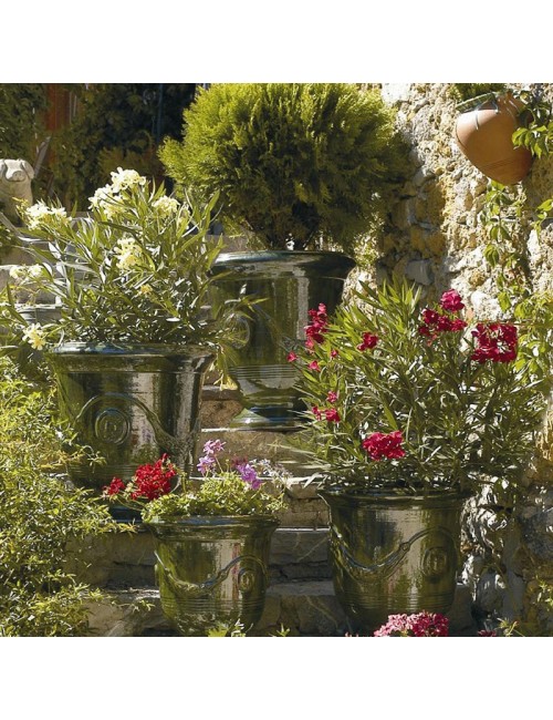 Terre Figuière Anduze vase enamelled green  - 4 sizes