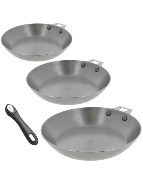 DE BUYER Set of 3 removable Mineral B frying pans