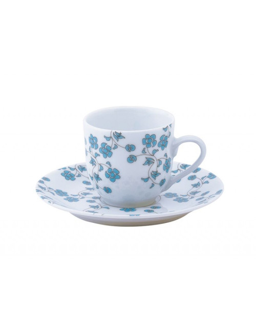 Deshoulières 6 cups and saucers blue flowers - 3 capacities