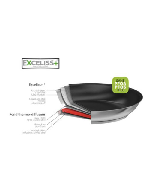 Cristel Strate fixed Excellis stainless steel frying pan - 3 diameters
