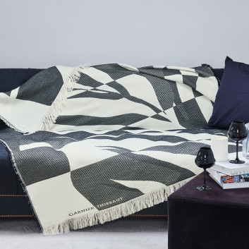 Garnier Thiebaut Black and White Versus Throw Blanket