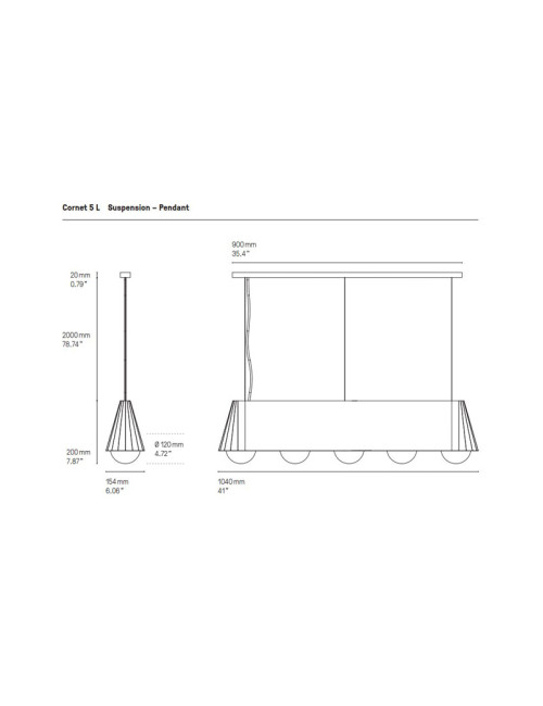 CVL Cornet pendant lamp - 2 sizes 4 finishes