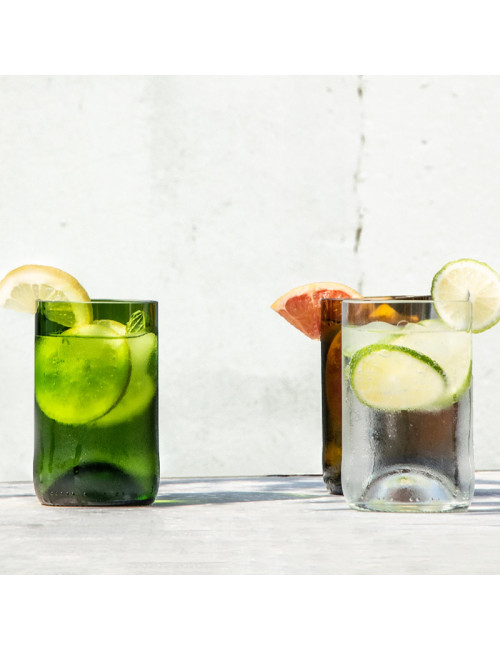 Q DE BOUTEILLES 4 long drink glasses - 2 colors