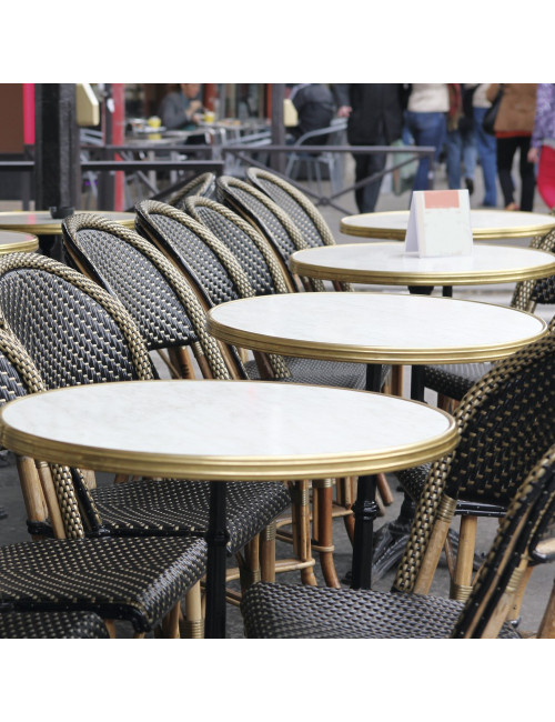 Round bistro tray with brass rim Werzalit - 2 diameters - 30 finishes