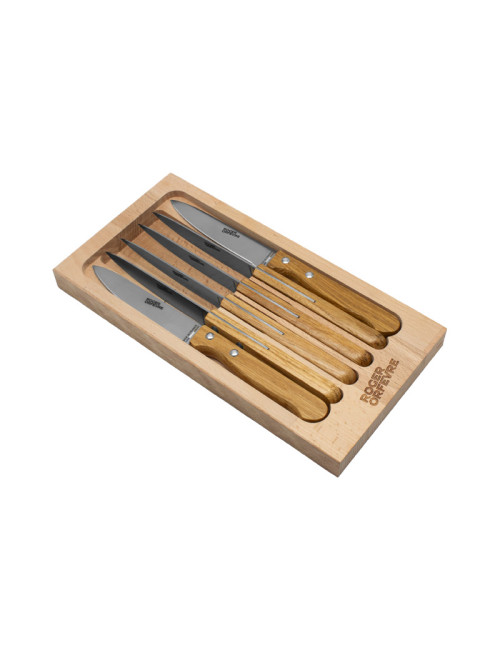 Roger Orfèvre Box of 6 oak steak knives - 2 finishes