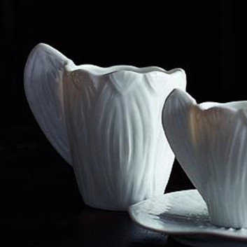 Jacques Pergay 6 Endive porcelain mugs