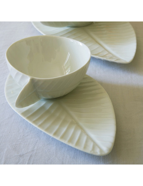 Jacques Pergay 6 Bananier cups and saucers - 2 sizes