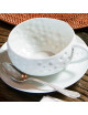 Jacques Pergay 6 Coral Corail tea cups and saucers