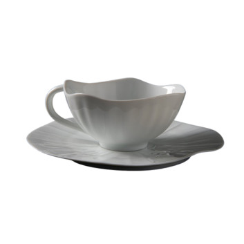Jacques Pergay 6 Lotus cups and saucers - 2 sizes