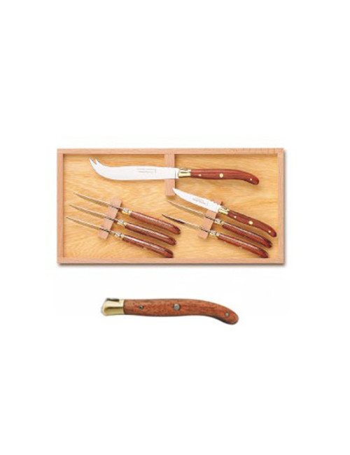Claude Dozorme 7-piece cheese service box in exotic wood