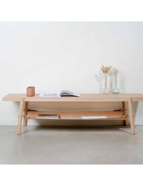Drugeot Manufacture Coffee table Amac solid oak leather
