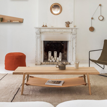 Drugeot Manufacture Coffee table Amac solid oak leather