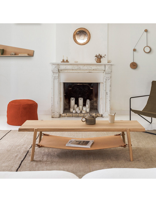 Drugeot Manufacture Coffee table Amac solid oak leather