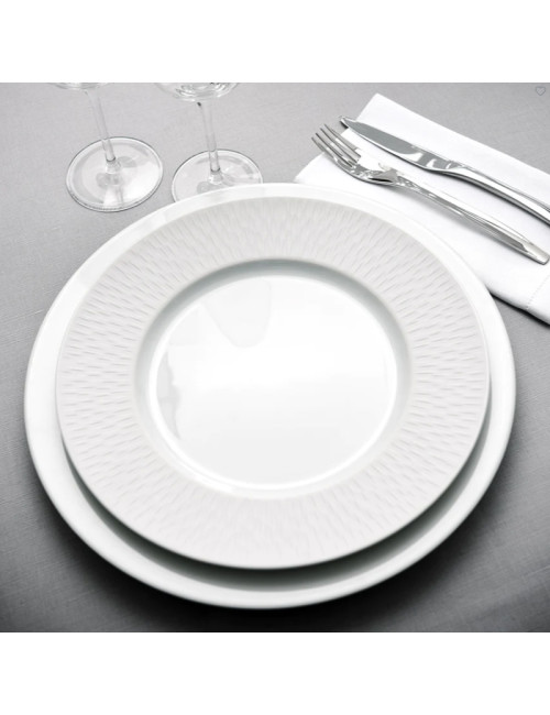 DEGRENNE 6 Boréale Satin Blanc plates - 6 sizes