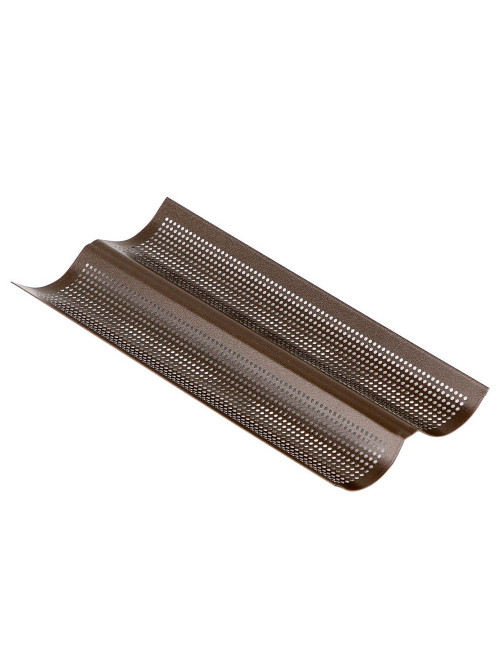 Perforated baking tray for 2 baguettes - non-stick - 380 x 160mm Gobel
