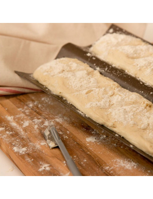 Perforated baking tray for 2 baguettes - non-stick - 380 x 160mm Gobel