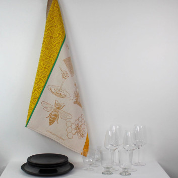 Garnier Thiebaut Honey and bees ocher tea towel x2