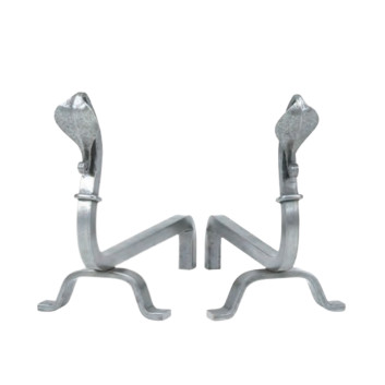 REIGNOUX Pair of h.38cm swan neck andirons