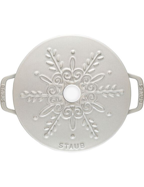 Staub cast iron cocotte 24cm white truffle snowflake