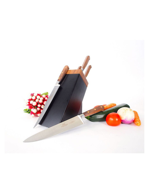 SABATIER black walnut Sarlat block and 5 Périgord kitchen knives