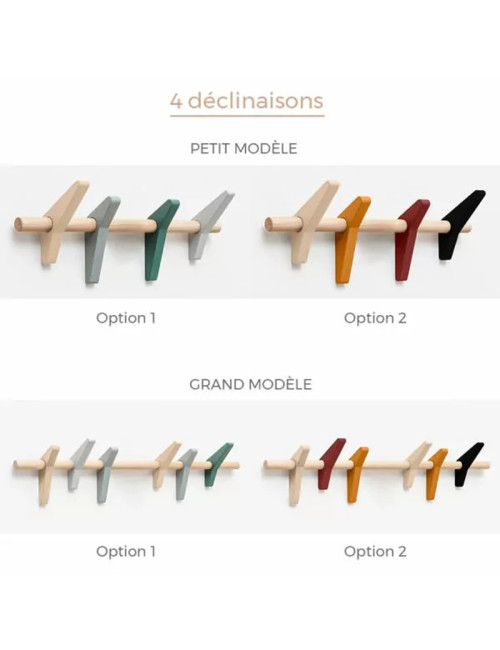 Drugeot Manufacture Hirondelle Coat Hook solid oak - 2 sizes 2 colors 2 finishes