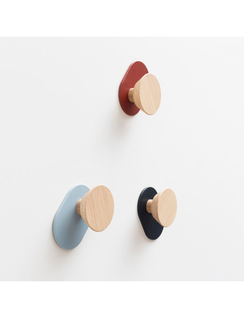 Drugeot Manufacture Ombre solid oak coat hook - 6 colors 2 finishes