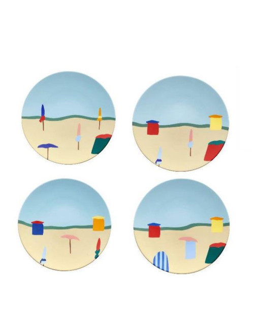 DEGRENNE Box of 4 dessert plates Destination sea 23cm