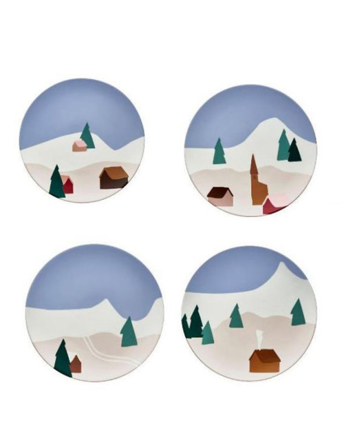 DEGRENNE Box of 4 dessert plates Mountain destination 23cm