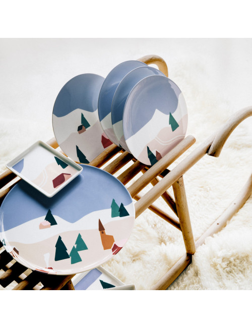 DEGRENNE Box of 4 dessert plates Mountain destination 23cm
