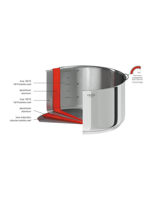 Cristel Casteline removable stainless steel graduated saucepan - 4 sizes