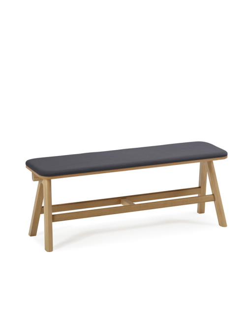 Dasras Chevron bench in oak wood and fabric - 9 finishes 3 sizes