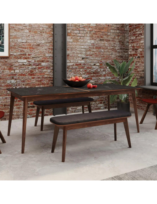 Dasras Snack Bench in oak wood and fabric - 9 finishes 3 sizes