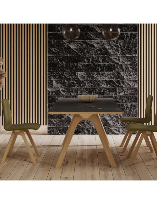 Chevron Dasras chair in oak wood and fabric - 9 finishes