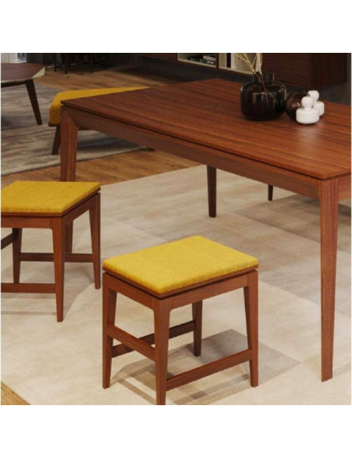 Dasras Buzz stool in oak or walnut wood and fabric - 10 finishes 3 heights