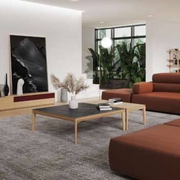 Dasras Buzz square coffee table ceramic wood oak or walnut - 10 finishes 2 sizes