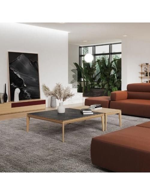 Dasras Buzz square coffee table ceramic wood oak or walnut - 10 finishes 2 sizes