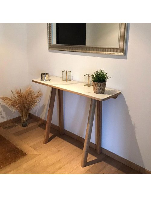 Dasras Chevron Fixed console ceramic wood oak or walnut - 10 finishes 3 sizes