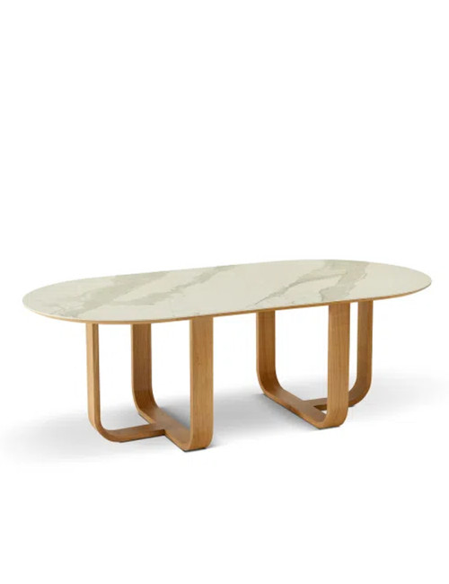 Dasras Luge Fixed dining table ceramic wood oak H.75 - 9 finishes 3 sizes