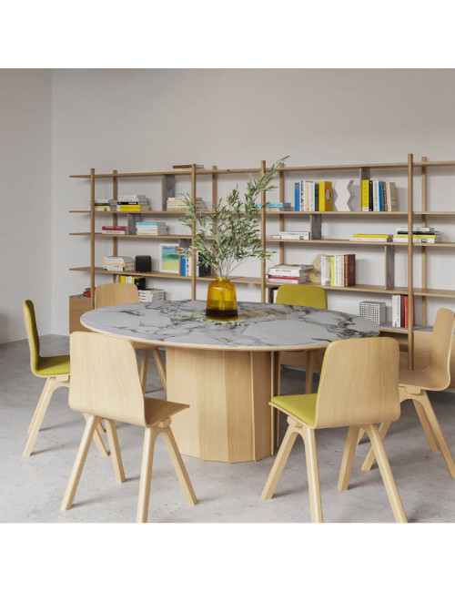 Dasras Volute Fixed dining table ceramic wood oak or walnut H.75 - 10 finishes 3 sizes