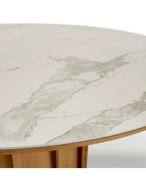 Dasras Volute Fixed dining table ceramic wood oak or walnut H.75 - 10 finishes 3 sizes