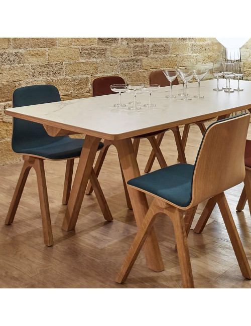 Dasras Chevron Fixed dining table ceramic wood oak or walnut - 10 finishes 17 sizes