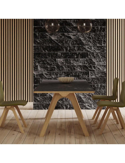 Dasras Chevron Fixed dining table ceramic wood oak or walnut - 10 finishes 17 sizes