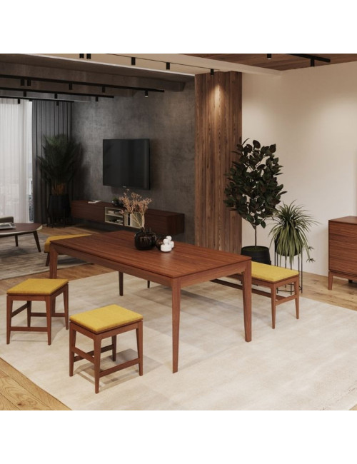 Dasras Buzz Fixed dining table oak or walnut wood - 10 finishes 21 sizes