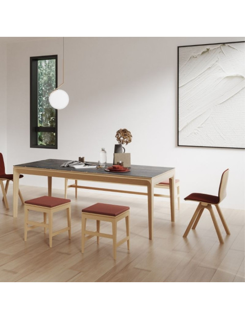 Dasras Buzz fixed dining table ceramic wood oak or walnut - 10 finishes 17 sizes
