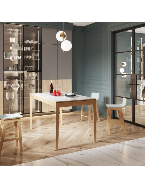 Dasras Buzz fixed dining table ceramic wood oak or walnut - 10 finishes 17 sizes